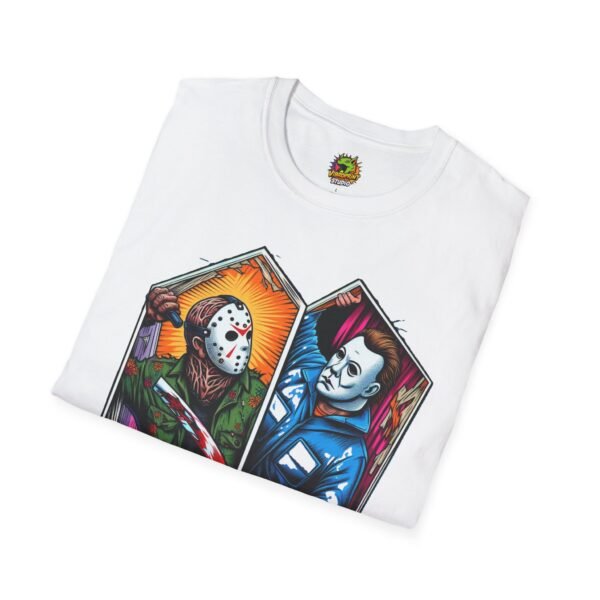 Jason & Michael Funny Halloween T-Shirt | Michael Myers Vintage Tee - Image 4