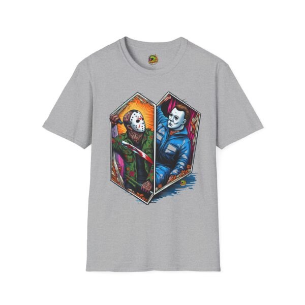 Jason & Michael Funny Halloween T-Shirt | Michael Myers Vintage Tee - Image 9