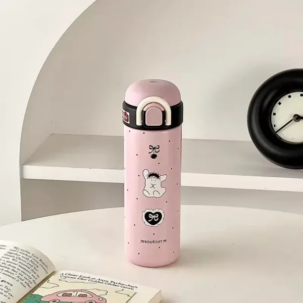 Cute Insulated Water Bottle Tumbler Kawaii Stainless Steel Thermos With Handle Straw For Coffee Tea Juice Portable Thermal Cups - Image 5