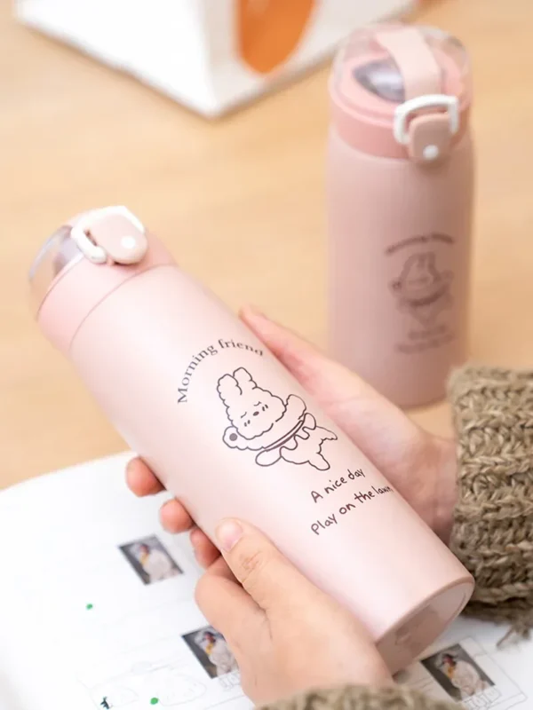 500ml/300ml Cute Water Bottle Thermos Cup Portable Kawaii Thermos Bottle with Straw and Stickers Kid Stainless Steel Thermal Mug - Image 24