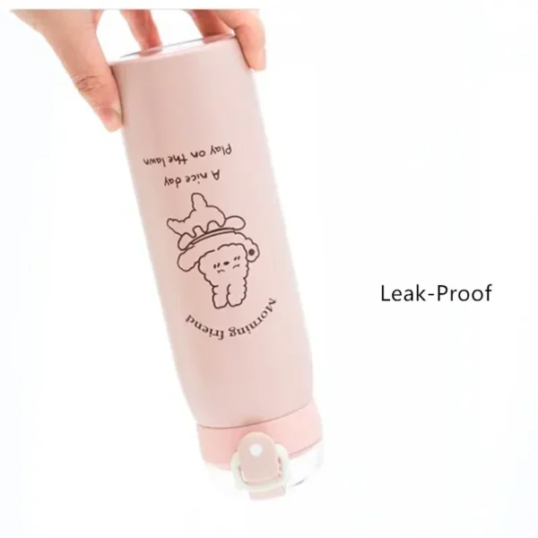 500ml/300ml Cute Water Bottle Thermos Cup Portable Kawaii Thermos Bottle with Straw and Stickers Kid Stainless Steel Thermal Mug - Image 4