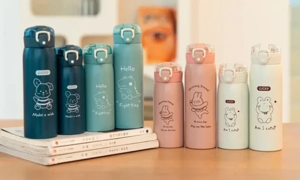 500ml/300ml Cute Water Bottle Thermos Cup Portable Kawaii Thermos Bottle with Straw and Stickers Kid Stainless Steel Thermal Mug - Image 22