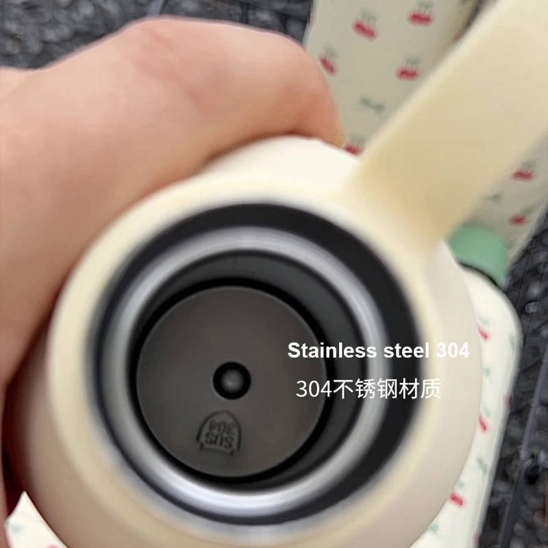 Kawaii Cherry Thermos Bottle With Handle Coffee Cup 500ml Stainless Steel Tumbler Cute Travel Gym Scool Water Bottle For Girl - Image 6