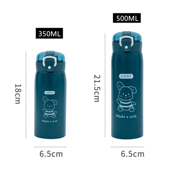 500ml/300ml Cute Water Bottle Thermos Cup Portable Kawaii Thermos Bottle with Straw and Stickers Kid Stainless Steel Thermal Mug - Image 6