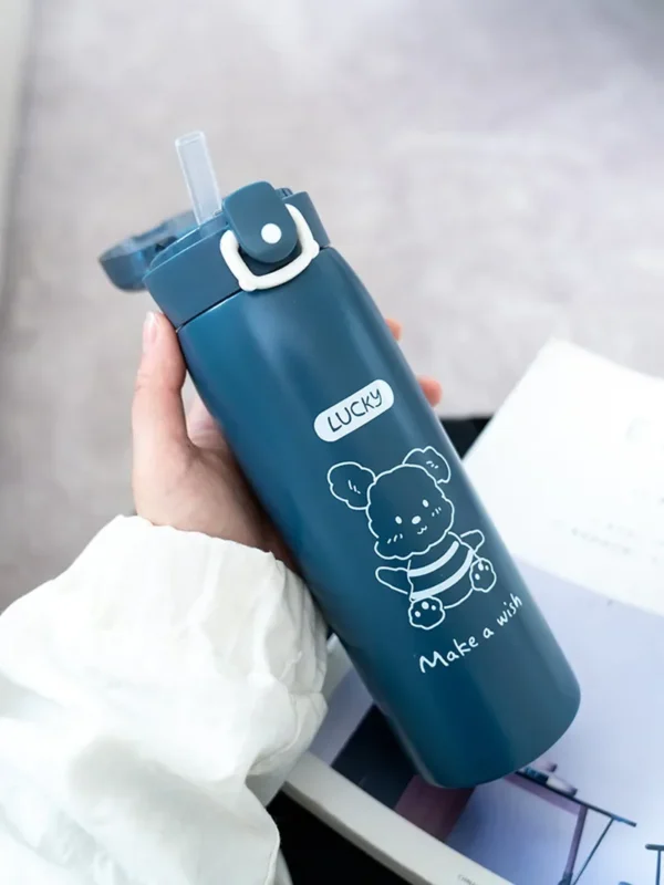 500ml/300ml Cute Water Bottle Thermos Cup Portable Kawaii Thermos Bottle with Straw and Stickers Kid Stainless Steel Thermal Mug - Image 20