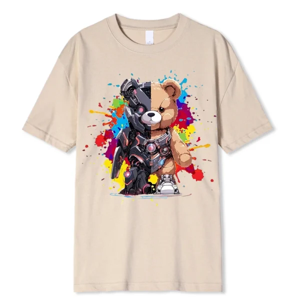 Women's regular fit t-shirt with a detailed Mech Warrior Bear graphic print on the front.