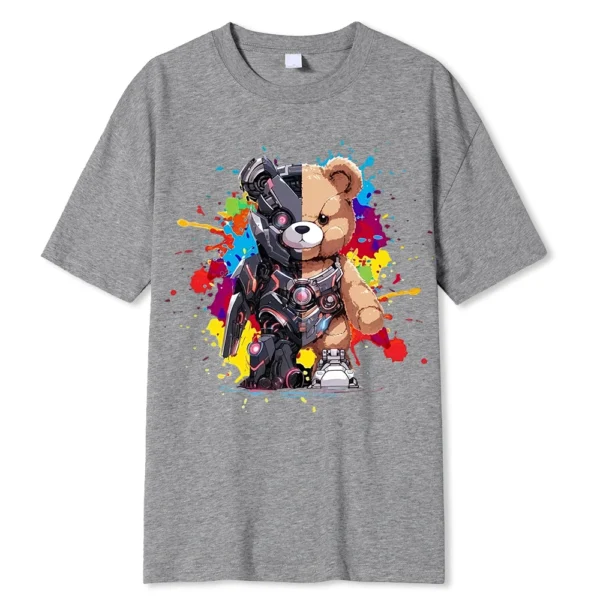 Women's regular fit t-shirt with a detailed Mech Warrior Bear graphic print on the front.