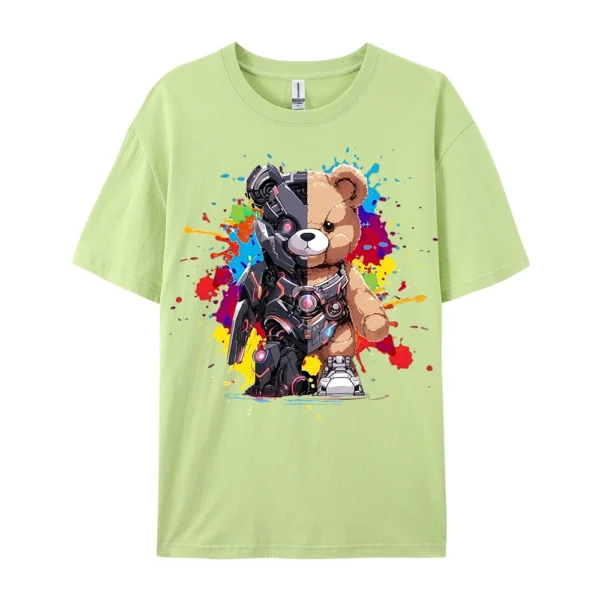 Women's regular fit t-shirt with a detailed Mech Warrior Bear graphic print on the front.