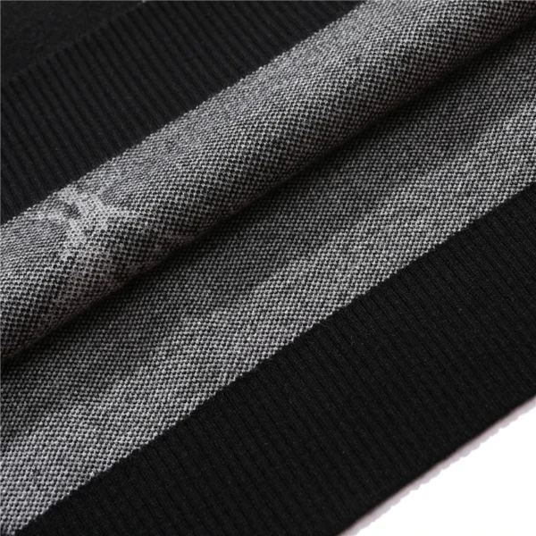 FGKKS Men's black knitted cotton sweater with Japanese streetwear style anime girl graphic on the front.