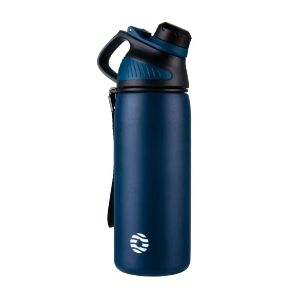 FEIJIAN 1L stainless steel insulated water bottle showing the magnetic lid attached to the side.