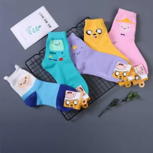 Women's cute cotton ankle socks with colorful cartoon and animal patterns shown clearly.