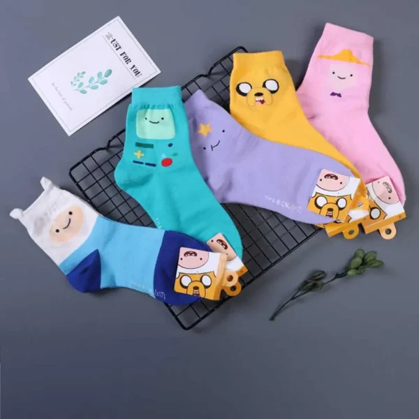 Women's cute cotton ankle socks with colorful cartoon and animal patterns shown clearly.