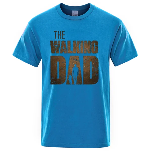 Funny "The Walking Dad" men's short sleeve cotton t-shirt in a casual oversized fit. Graphic tee for dads.