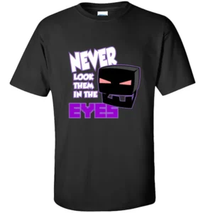 Cotton t-shirt with funny Enderman Eyes graphic print inspired by Minecraft gaming.
