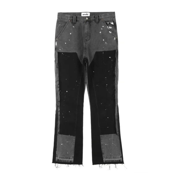Speckled ink micro flare jeans
