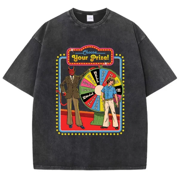 Women's summer graphic tee with "Your Prize" comic print.