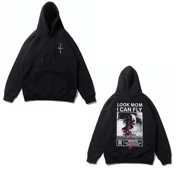 Black Retro Cactus Jack Fleece Hoodie