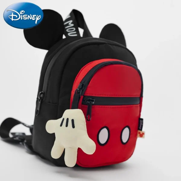 Official Disney Mickey Mouse kids school backpack with vibrant cartoon print and cute character charms.