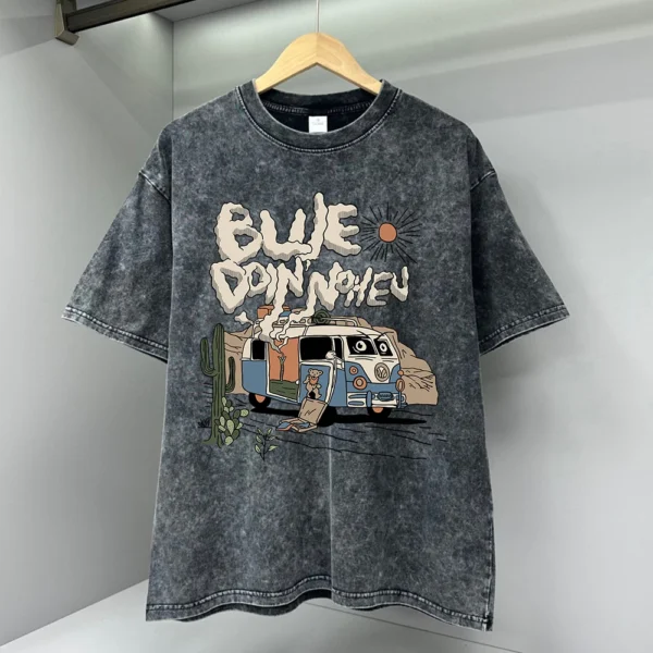 Retro cartoon print oversized men's t-shirt
