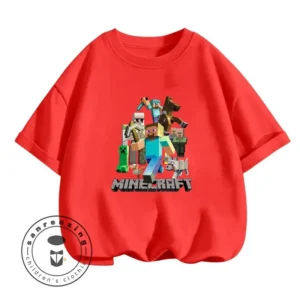 Kids' long sleeve O-neck T-shirt with Minecraft character graphic print. Unisex children's gaming top.