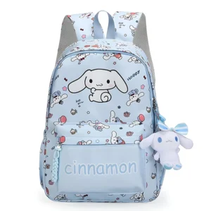 Official MINISO Cinnamoroll large capacity blue & white nylon backpack for kids and students featuring the cute Sanrio character.