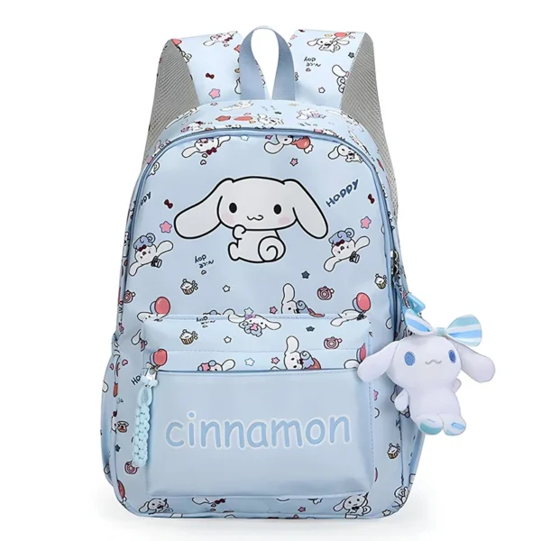 Official MINISO Cinnamoroll large capacity blue & white nylon backpack for kids and students featuring the cute Sanrio character.