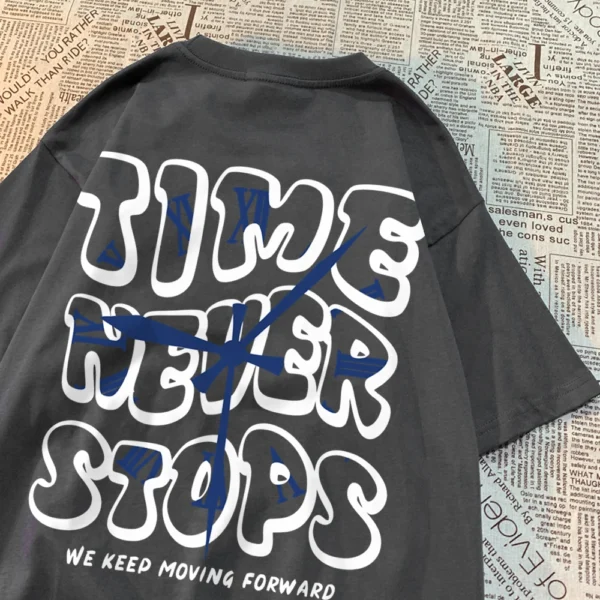 Men's "Time Never Stops" Breathable Summer Cotton T-Shirt