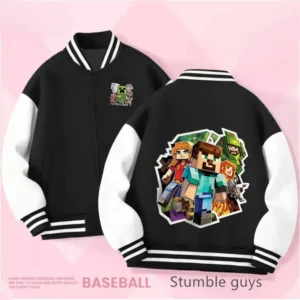 Kids Minecraft zipper hoodie sweatshirt with colourful cartoon print design