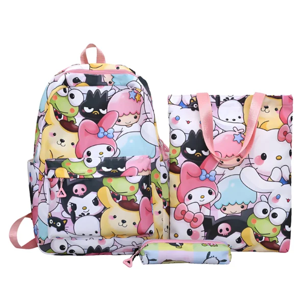 includes main backpack and matching pencil case on white background.