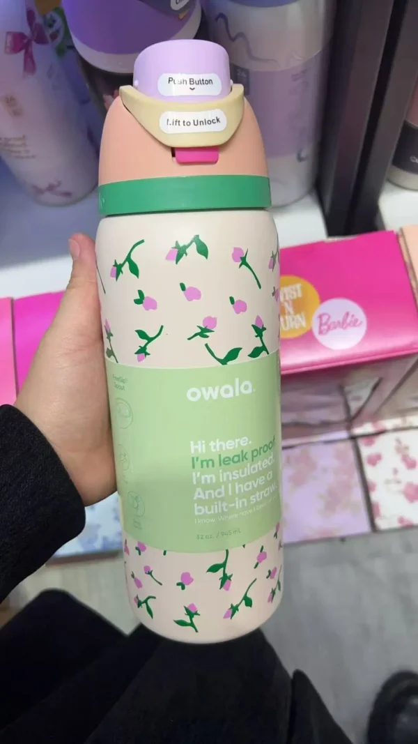 Stainless steel vacuum insulated thermos bottle for keeping drinks hot or cold.