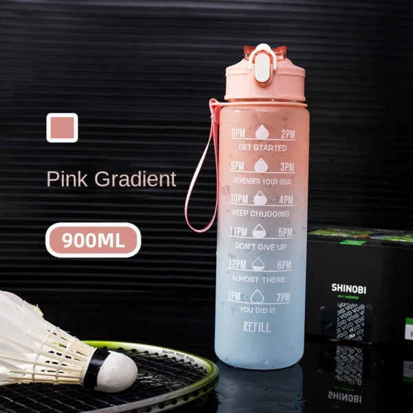 900ML motivational water bottle with time marker