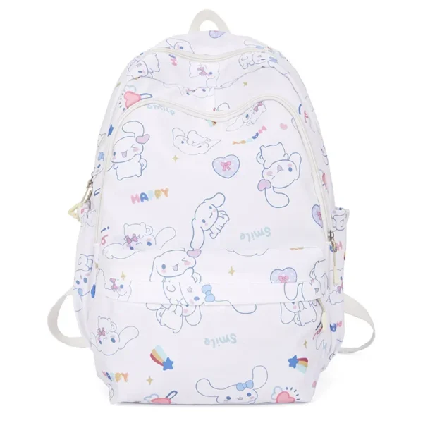 Official MINISO Cinnamoroll large capacity blue & white nylon backpack for kids and students featuring the cute Sanrio character.