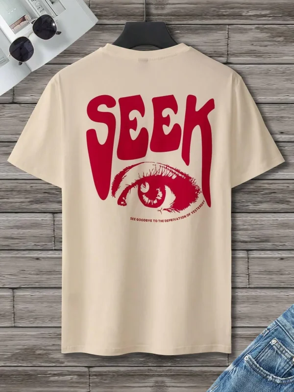 Seek Anticipated Gaze Men's Breathable Cotton T-Shirt - Loose Fit Summer Tee