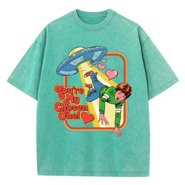 Woman wearing a "Chosen One" washed