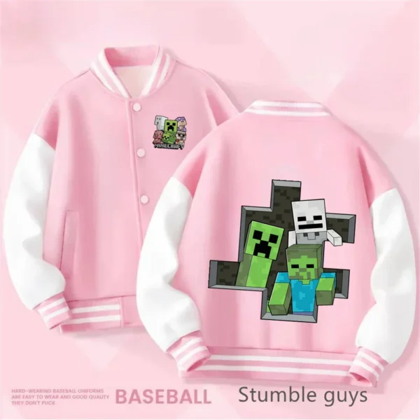 Kids Minecraft zipper hoodie sweatshirt with colourful cartoon print design