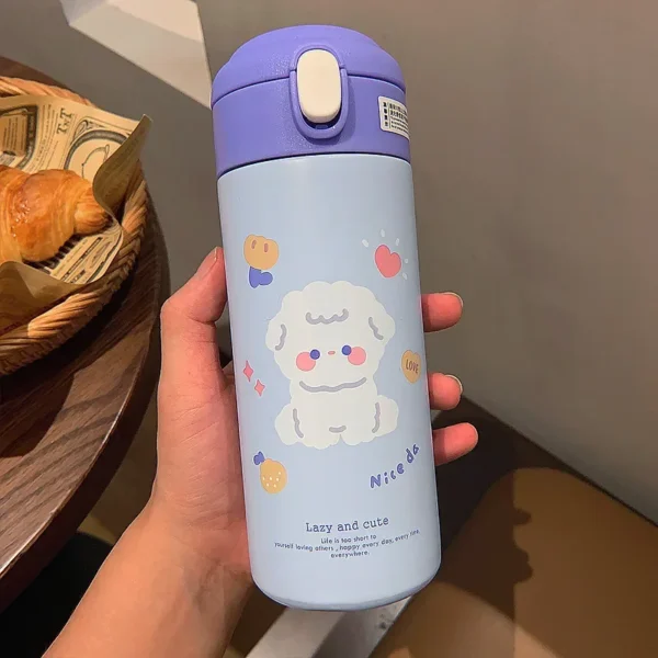 Cute cartoon vacuum insulated stainless steel water bottle
