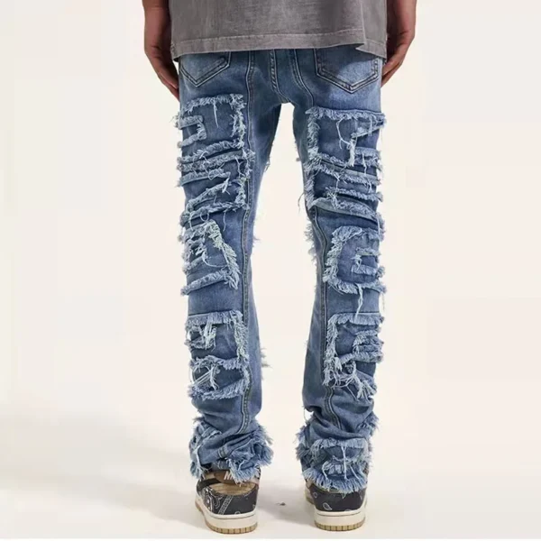 Men's ripped straight leg jeans