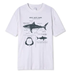 Men's white Great White Shark anatomy t-shirt