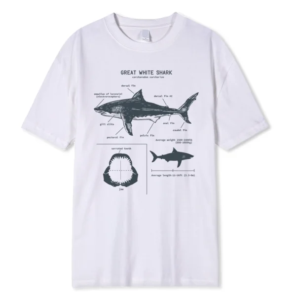 Men's white Great White Shark anatomy t-shirt