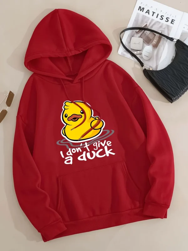 I Don't Give A Duck" Harajuku Fleece Hoodie for Women