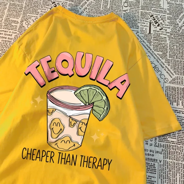 Tequila Cheaper Than Therapy" Unisex Cotton T-Shirt