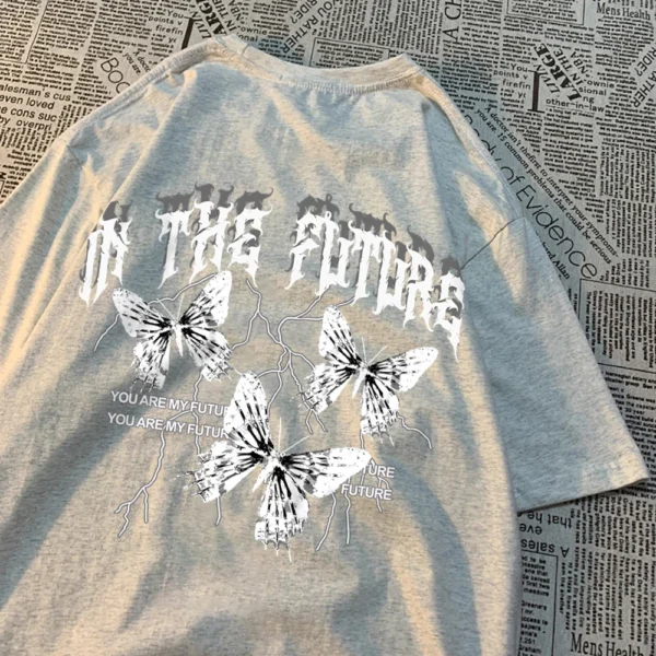 Dark butterfly graphic t-shirt for couples