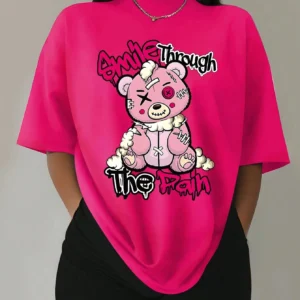 Women's puppet bear print two-piece shorts set
