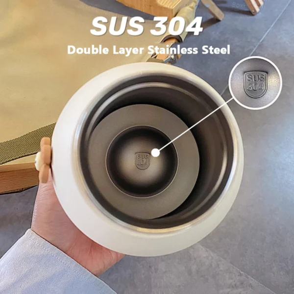 Double wall stainless steel water bottle with straw