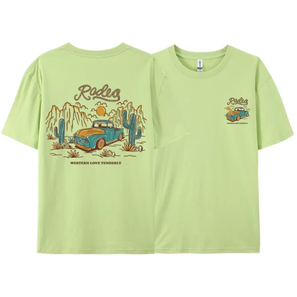 Rodeg Western Love Desert Men's Cotton T-Shirt - Breathable Summer Streetwear