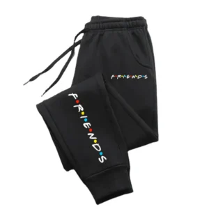 Friends letter print baggy sweatpants for men and women. Y2K style.