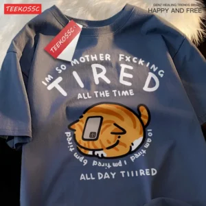 Orange Cat Tired Head Hugging T-Shirt