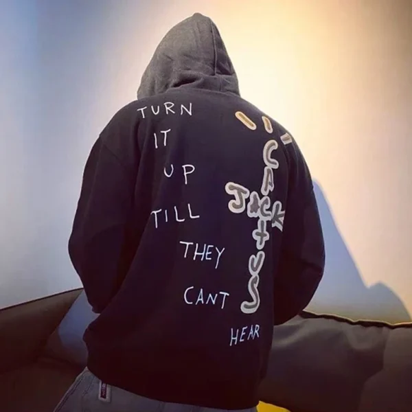 Black Retro Cactus Jack Fleece Hoodie