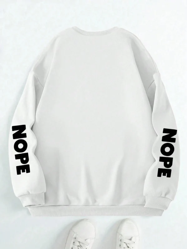 Warm fleece hoodie for women with 'Nope Not Today' cartoon cat graphic print on the front.