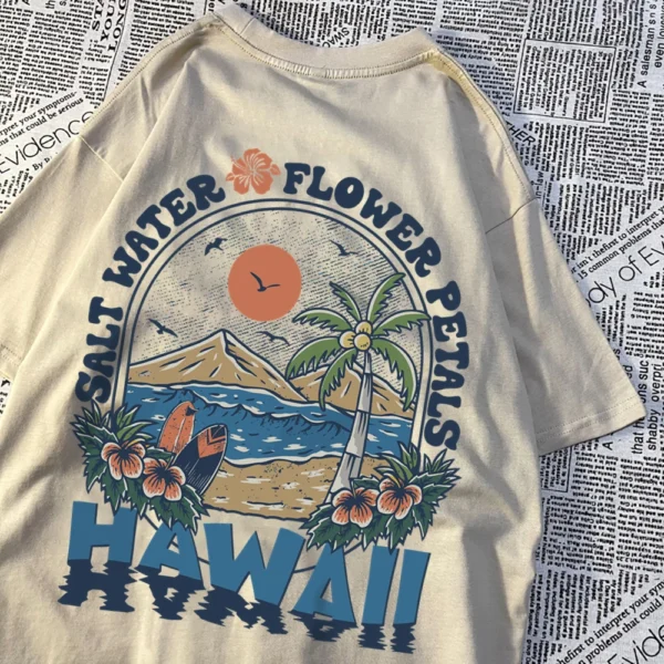 Salt Water Flower Petals Hawaiian T-Shirt for Men and Women